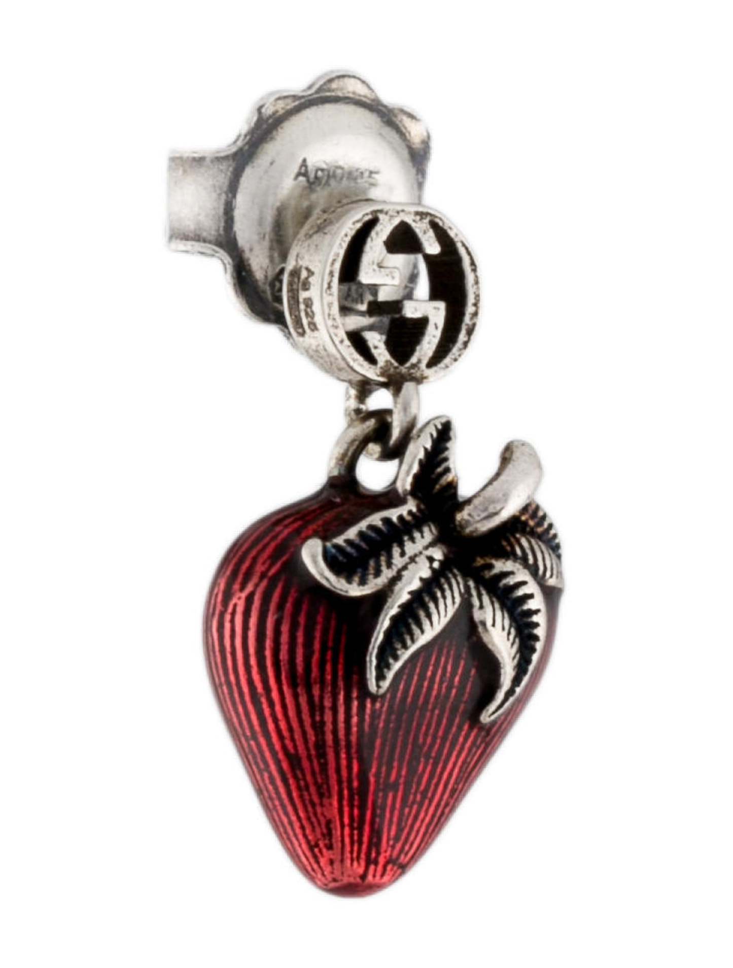 Enamel Interlocking G Strawberry Single Earring