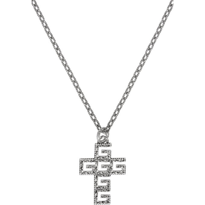 Silver Square G Cross Necklace