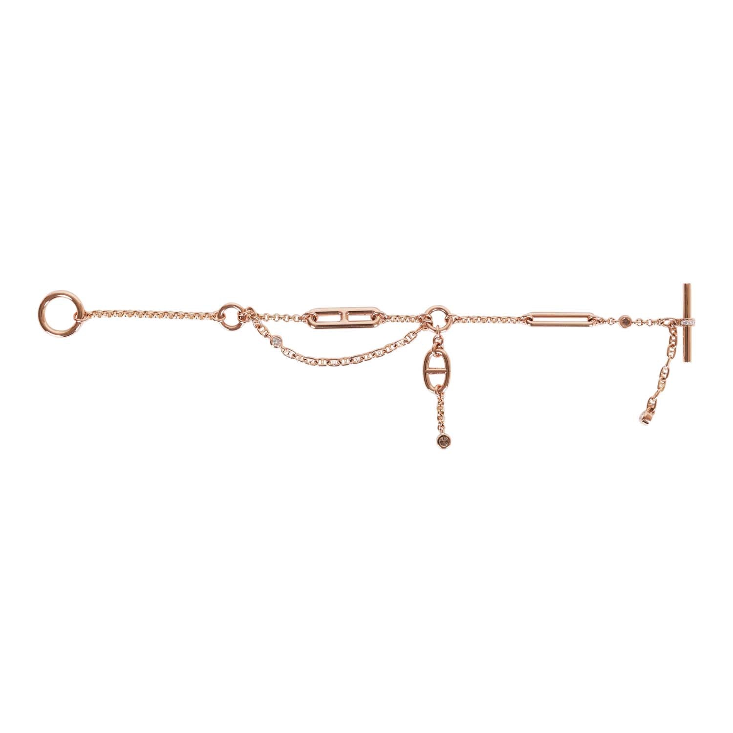 18k Rose Gold Diamond Chaine d'Ancre Chaos XS Bracelet