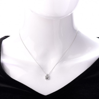 18K White Gold Diamond H W Logo Pendant Necklace