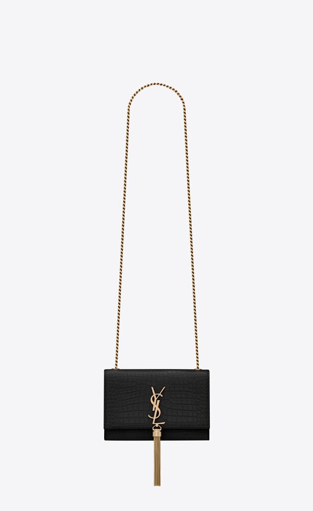 KATE SMALL TASSEL IN CROCODILE-EMBOSSED LEATHER