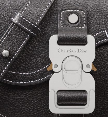 Mini Saddle Messenger Bag with Flap Black Grained Calfskin