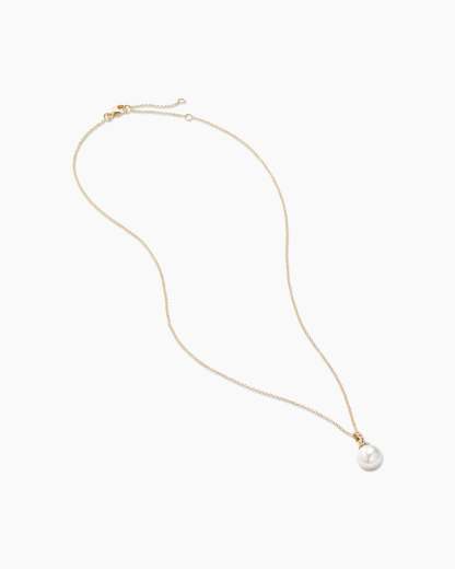 Solari Pendant Necklace 18K Yellow Gold with Pearl and Diamonds, 8mm