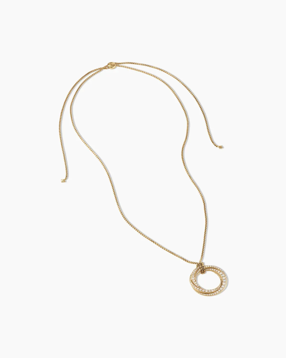 Pav茅 Crossover Pendant Necklace 18K Yellow Gold with Diamonds, 30mm