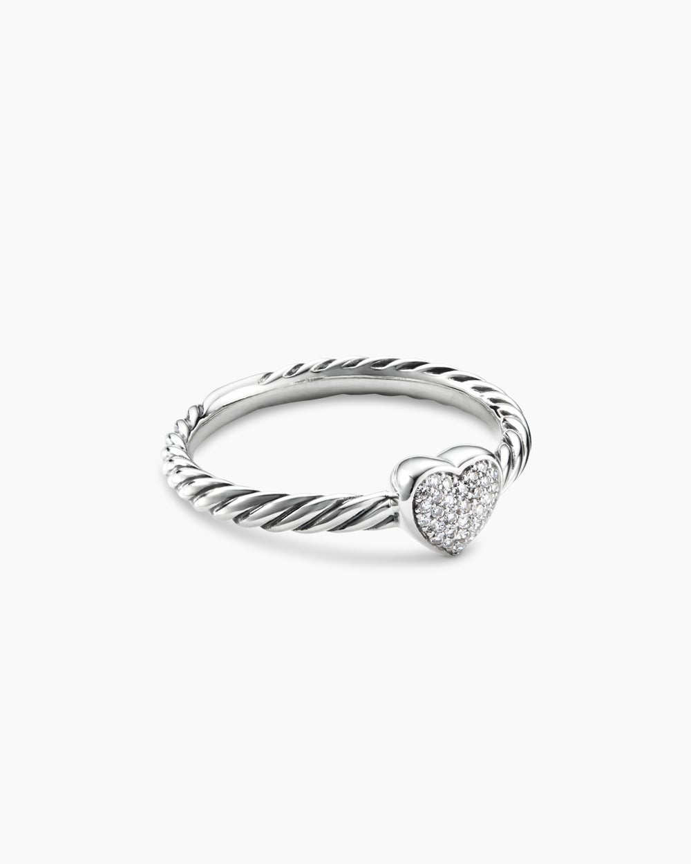 Cable Collectibles庐 Heart Stack Ring Sterling Silver with Pav茅 Diamonds, 6.2mm