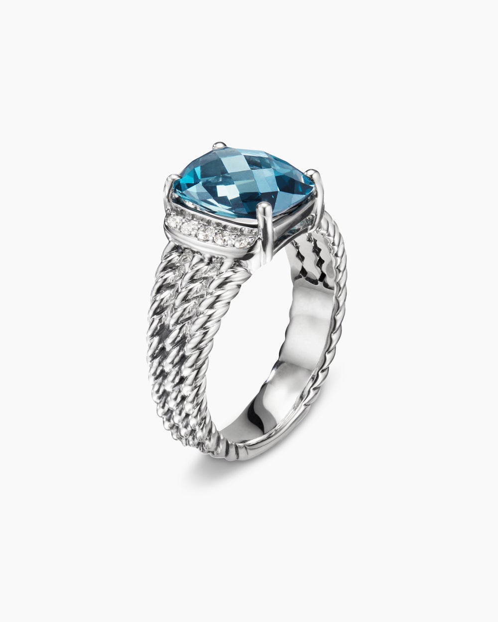 Petite Wheaton庐 Sterling Silver with Hampton Blue Topaz and Diamonds, 10mm