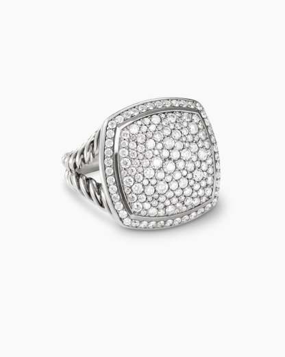 Albion庐 Ring Sterling Silver with Pav茅 Diamonds, 17mm