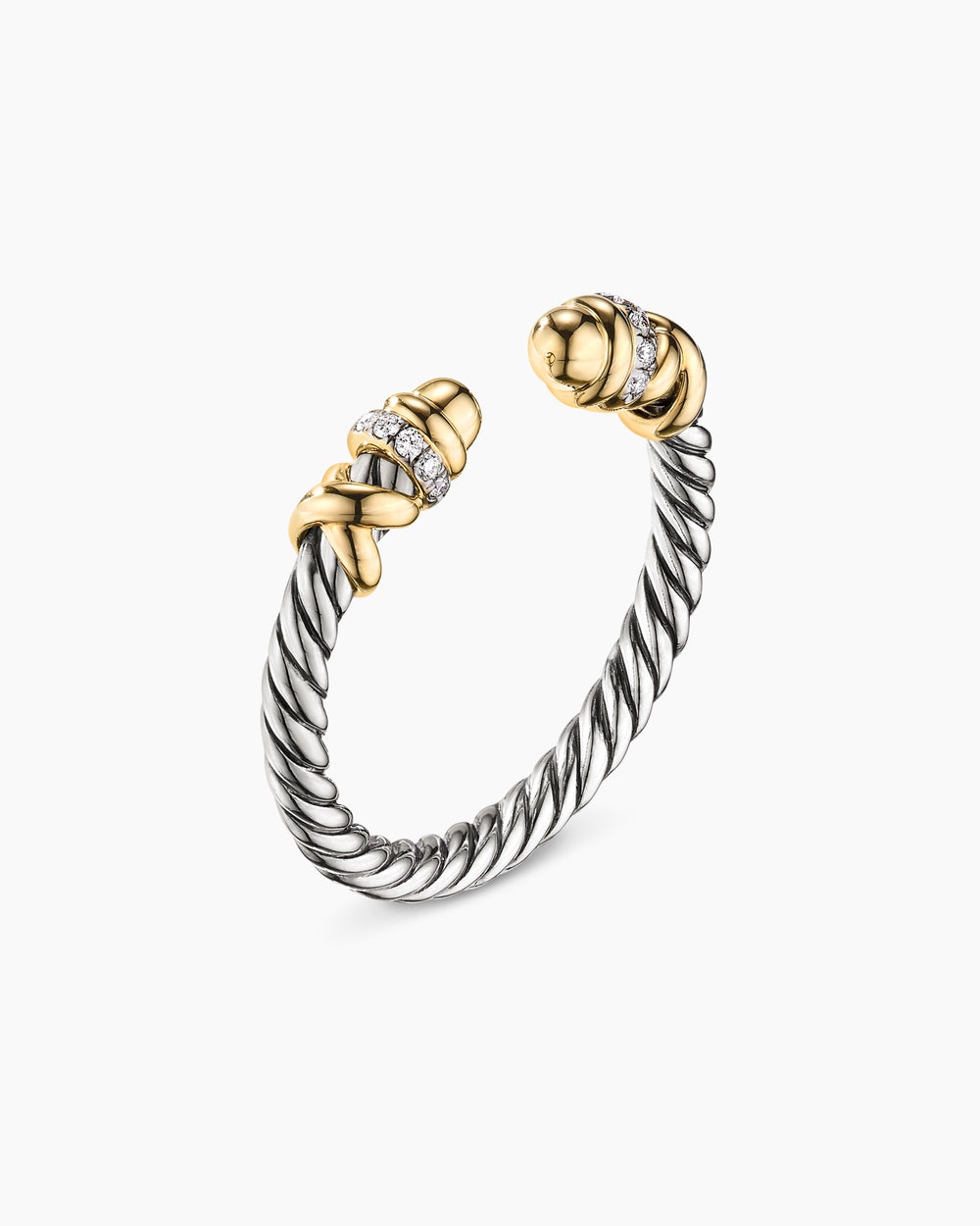 Petite Helena Ring Sterling Silver with 18K Yellow Gold Domes and Diamonds, 2.5mm