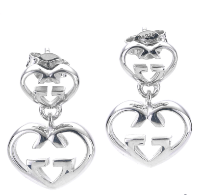 Love Britt G Heart Earrings in Silver