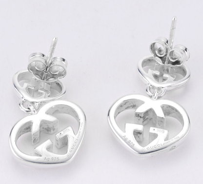 Love Britt G Heart Earrings in Silver