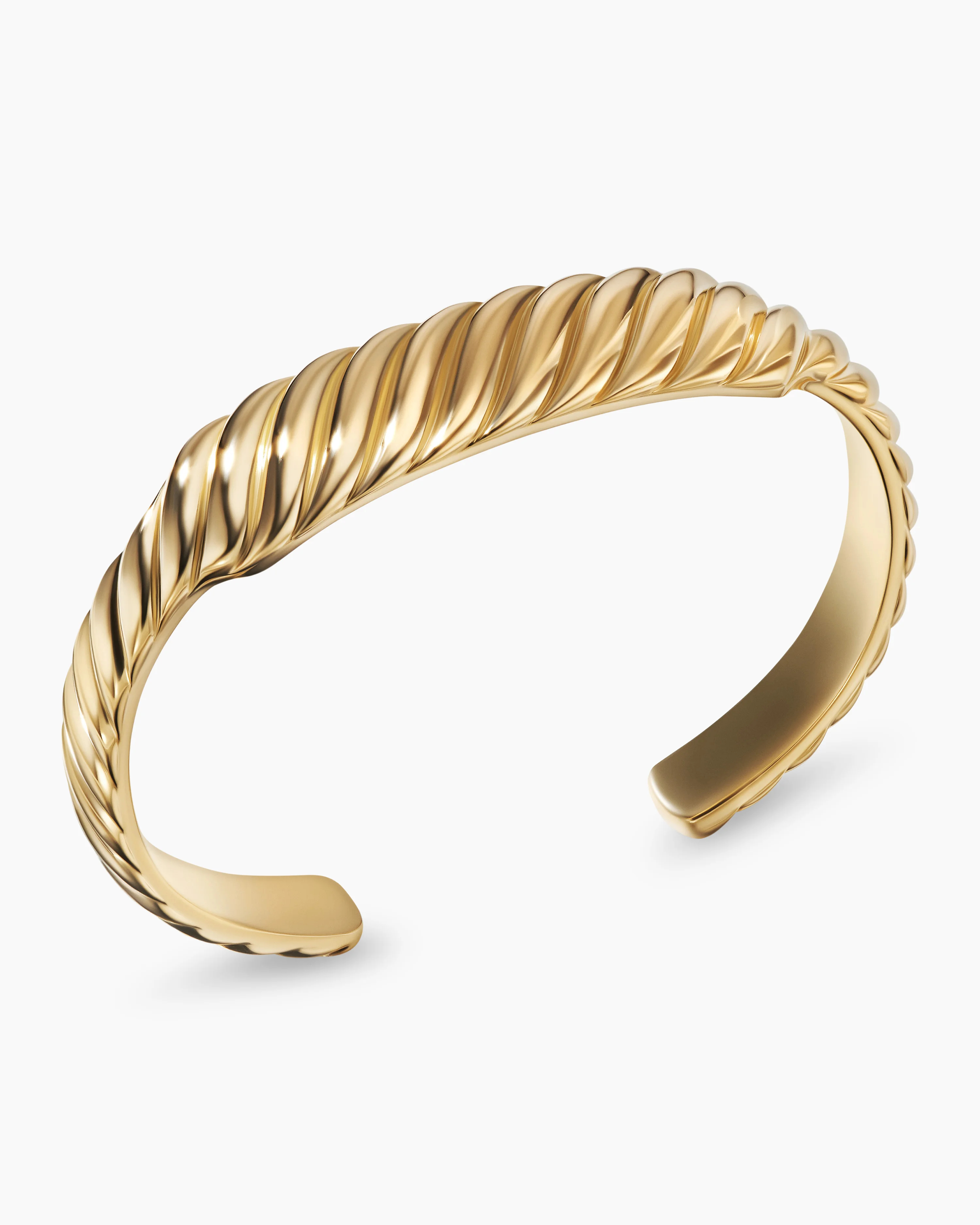 Sculpted Cable Contour Cuff Bracelet 18K Yellow Gold, 13mm