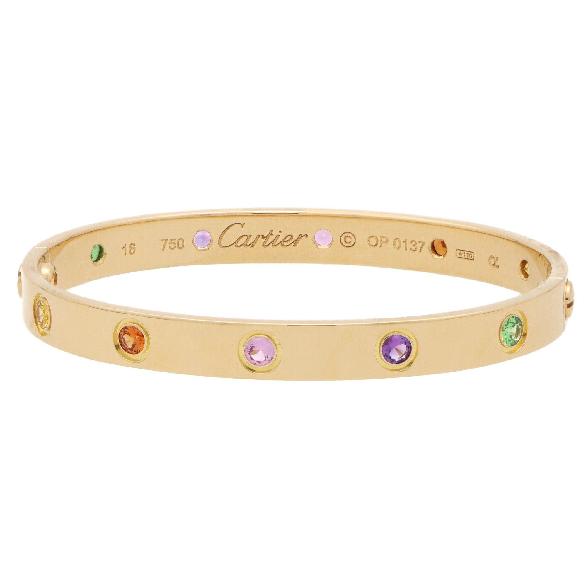 Vintage Carthttier Multi Gem Love Bracelet in 18k Yellow Gold