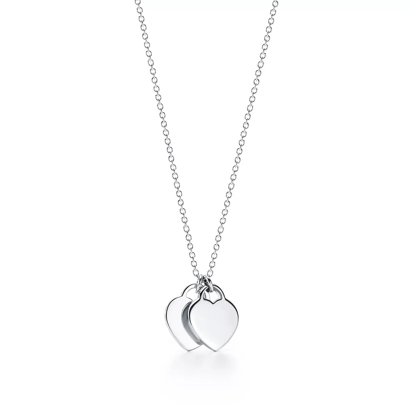 Return to 庐 Red Double Heart Tag Pendant in Silver, Mini