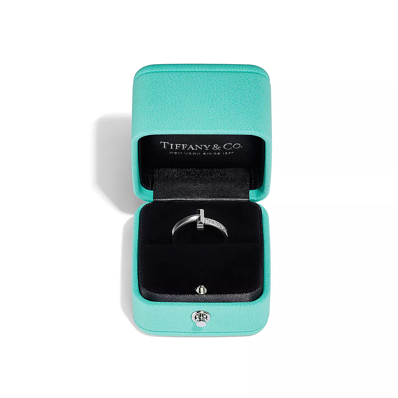 T T1 Ring in White Gold with Diamonds, 2.5 mm Wide