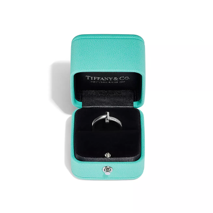 T T1 Ring in White Gold with Diamonds, 2.5 mm Wide