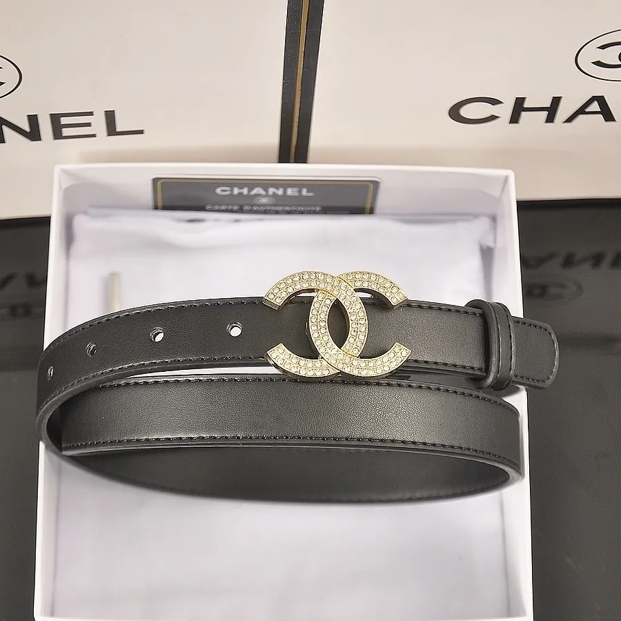 4 Colors fashion double C half rhinestone belt