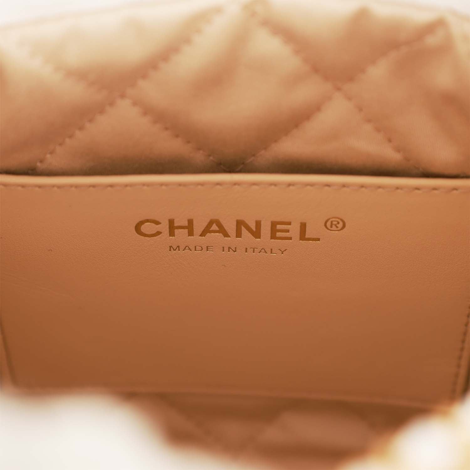Mini 22 Bag White Calfskin Gold Hardware