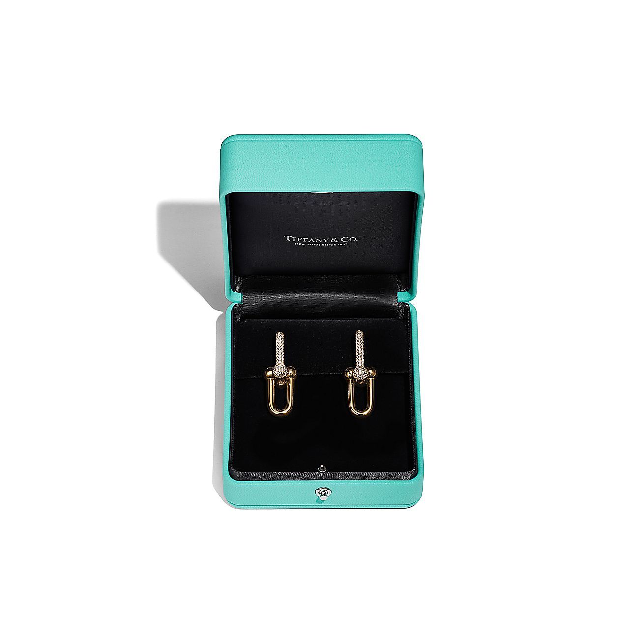 HardWear Link Earrings in Yellow Gold with Pave Diamonds