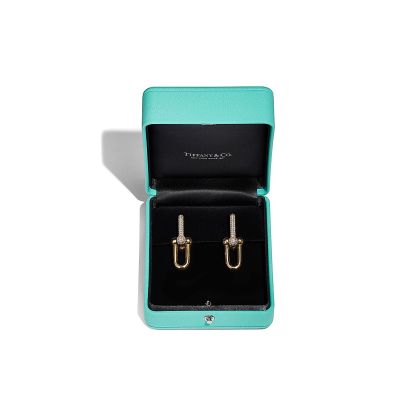 HardWear Link Earrings in Yellow Gold with Pave Diamonds