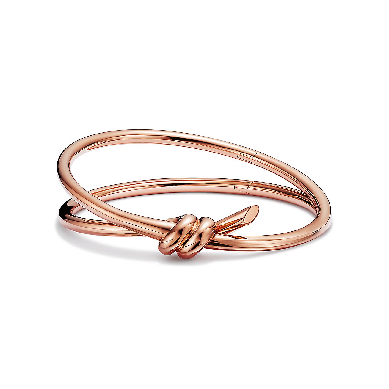 Knot Double Row Hinged Bangle in Rose Gold