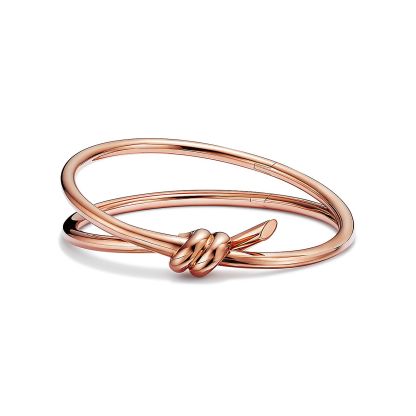 Knot Double Row Hinged Bangle in Rose Gold
