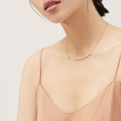 T Smile Pendant in Rose Gold with Diamonds, Large