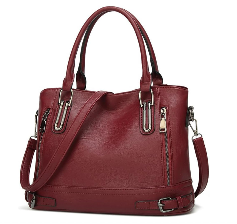 Burgundy Square Crossbody Bags Messenger Bag Shoulder Bags PU Women's Bags