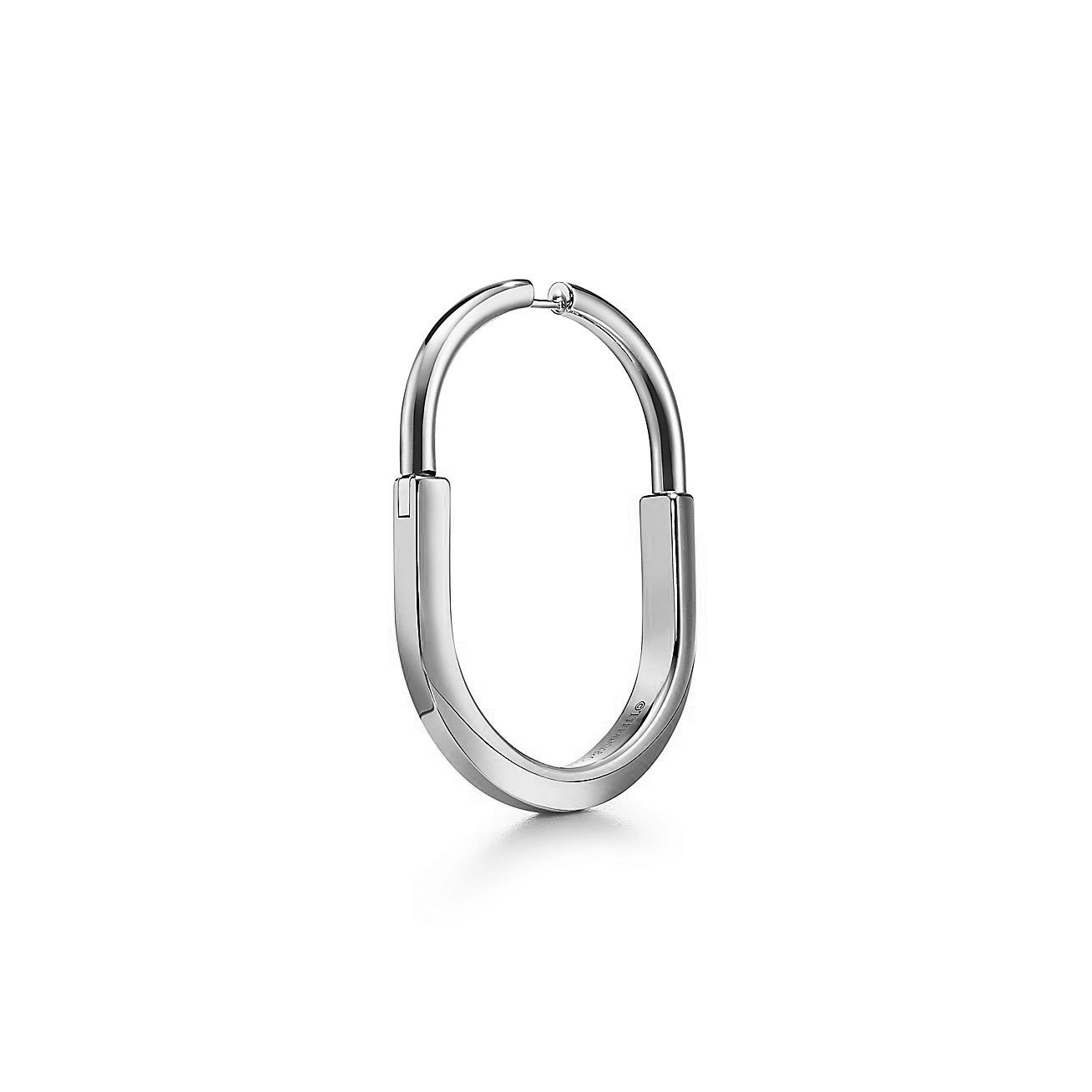 lock earrings Silver and white gold with diamonds, extra large