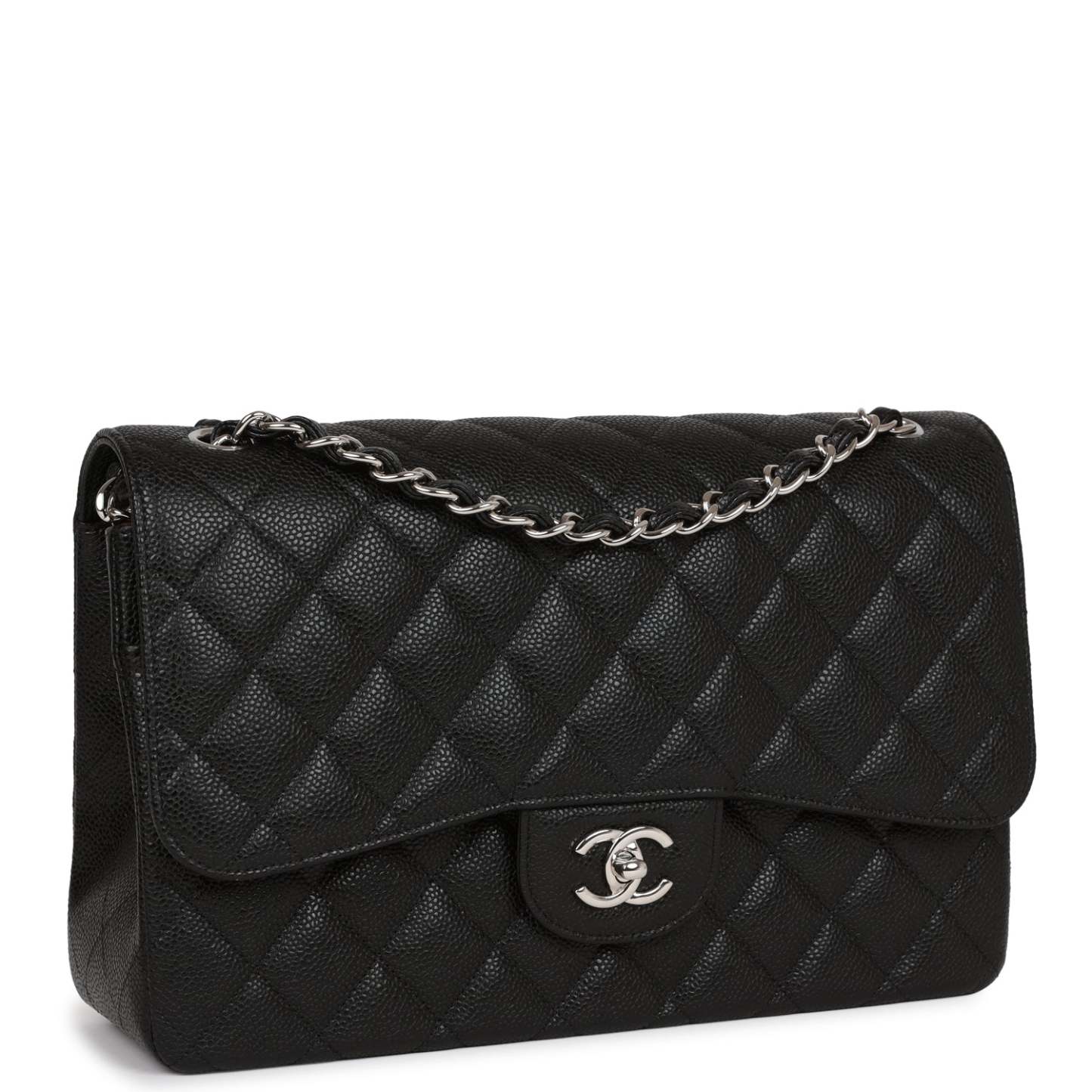 Jumbo Classic Double Flap Bag Black Caviar Silver Hardware