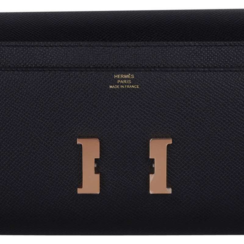Constance Long To Go Wallet Black Rose Gold Hardware Epsom New w/ Box