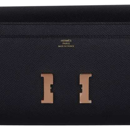 Constance Long To Go Wallet Black Rose Gold Hardware Epsom New w/ Box