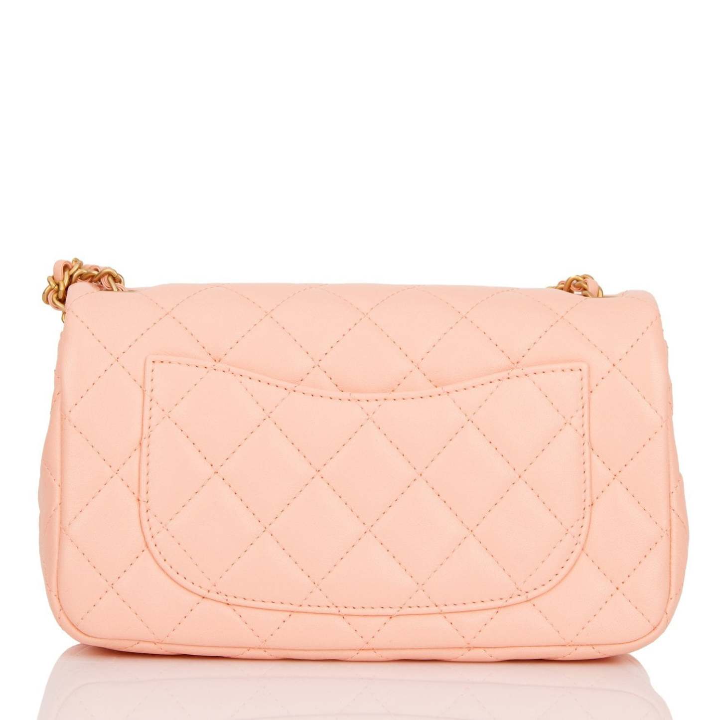 Pearl Crush Mini Rectangular Flap Bag Peach Lambskin Antique Gold Hardware