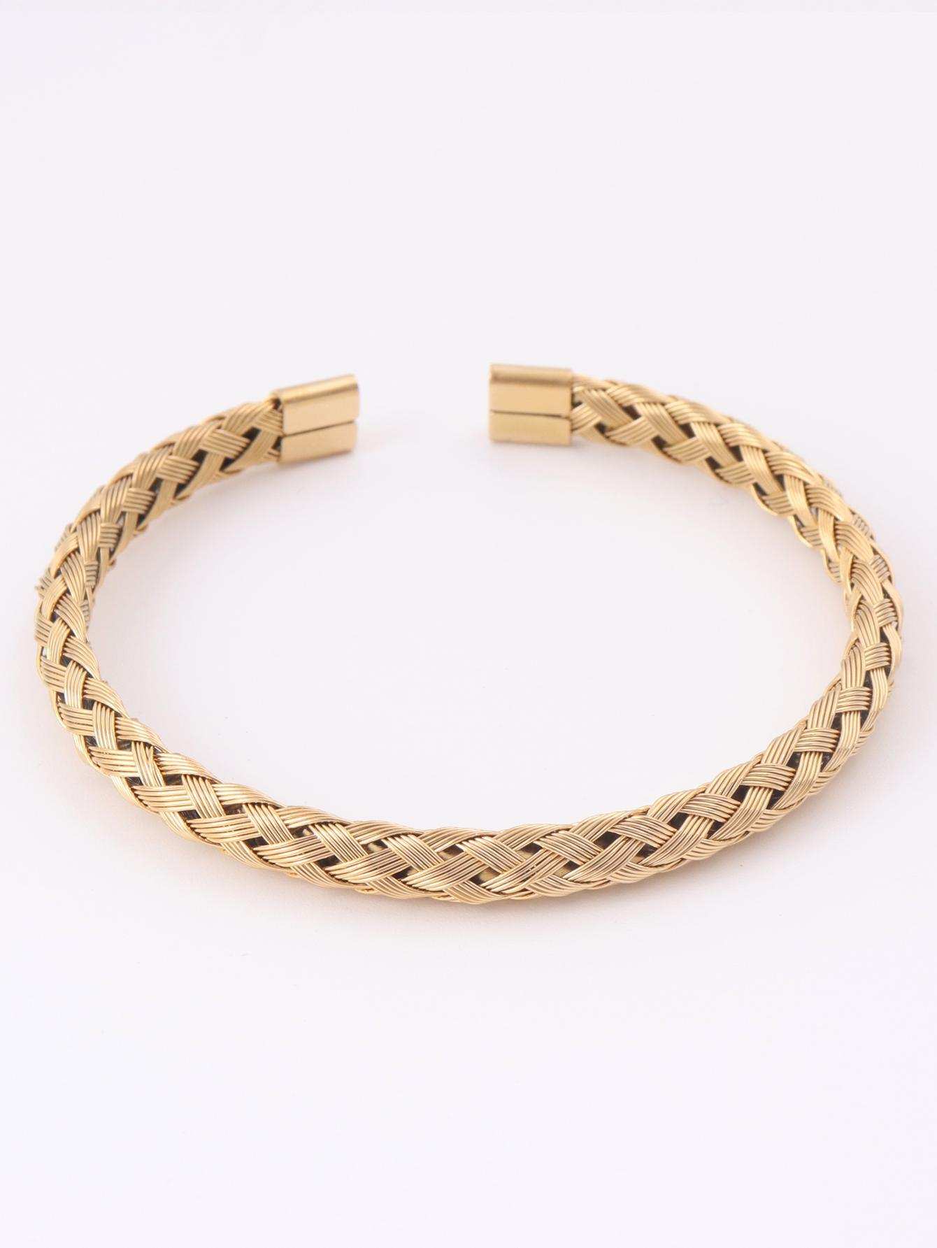 1pc Stainless Steel Braided Design Cuff Bangle