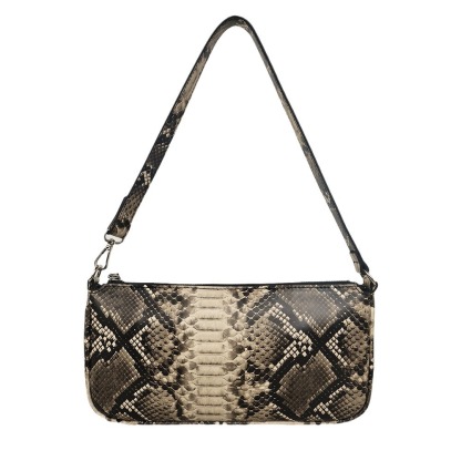 Soft leather snake print shoulder underarm bag