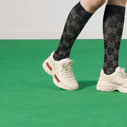 WOMEN'S RHYTON LOGO LEATHER SNEAKER