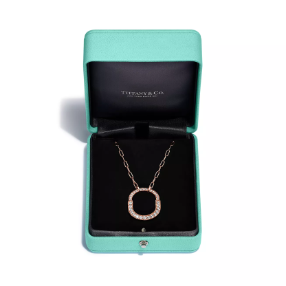 Lock Pendant in Rose Gold with Pave Diamonds, Medium