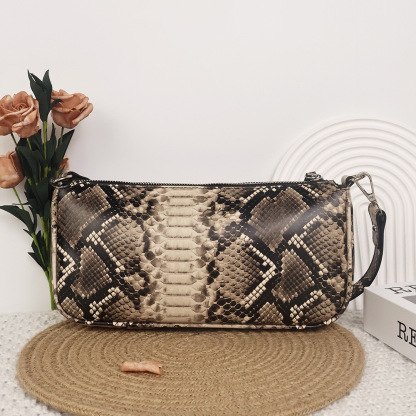 Soft leather snake print shoulder underarm bag