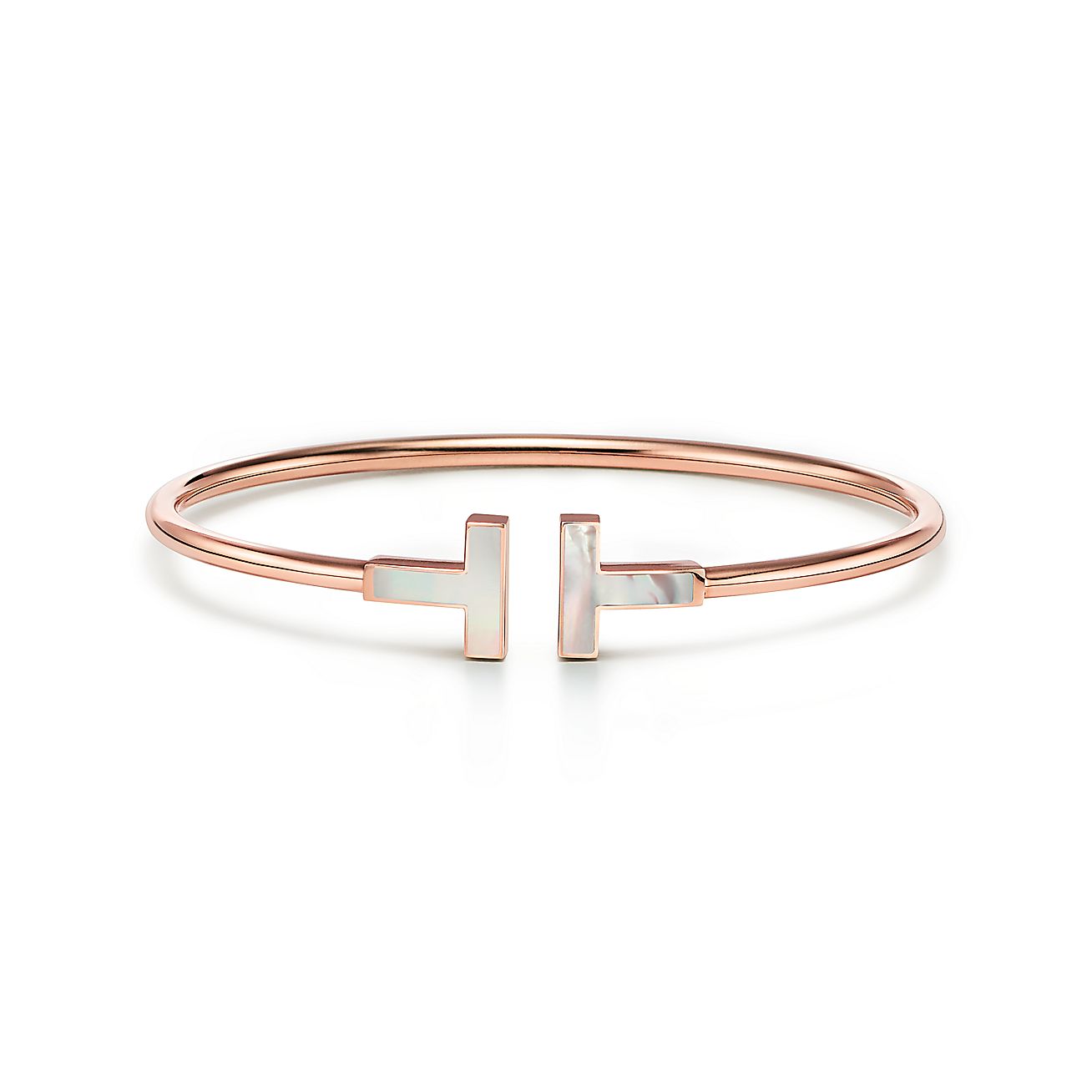 T Wire Bracelet in Rose Gold with Mother-of-pearl