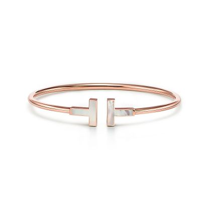 T Wire Bracelet in Rose Gold with Mother-of-pearl