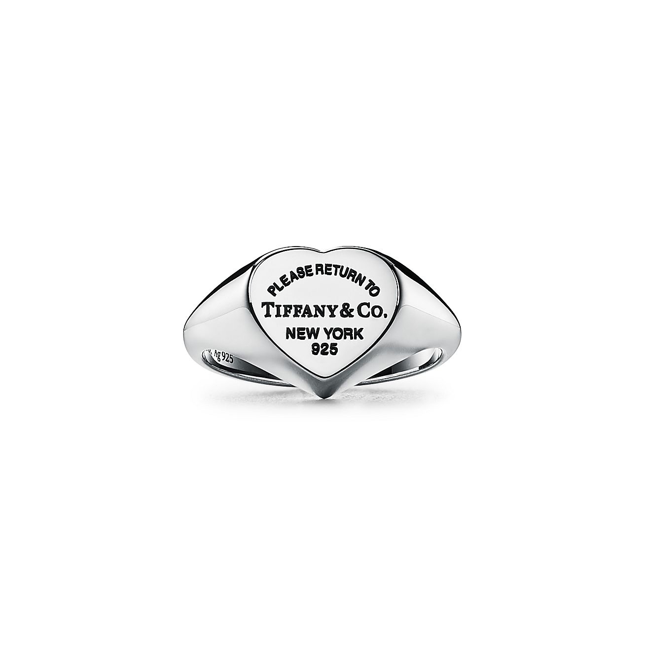 Return to 庐 Heart Signet Ring in Silver, Small