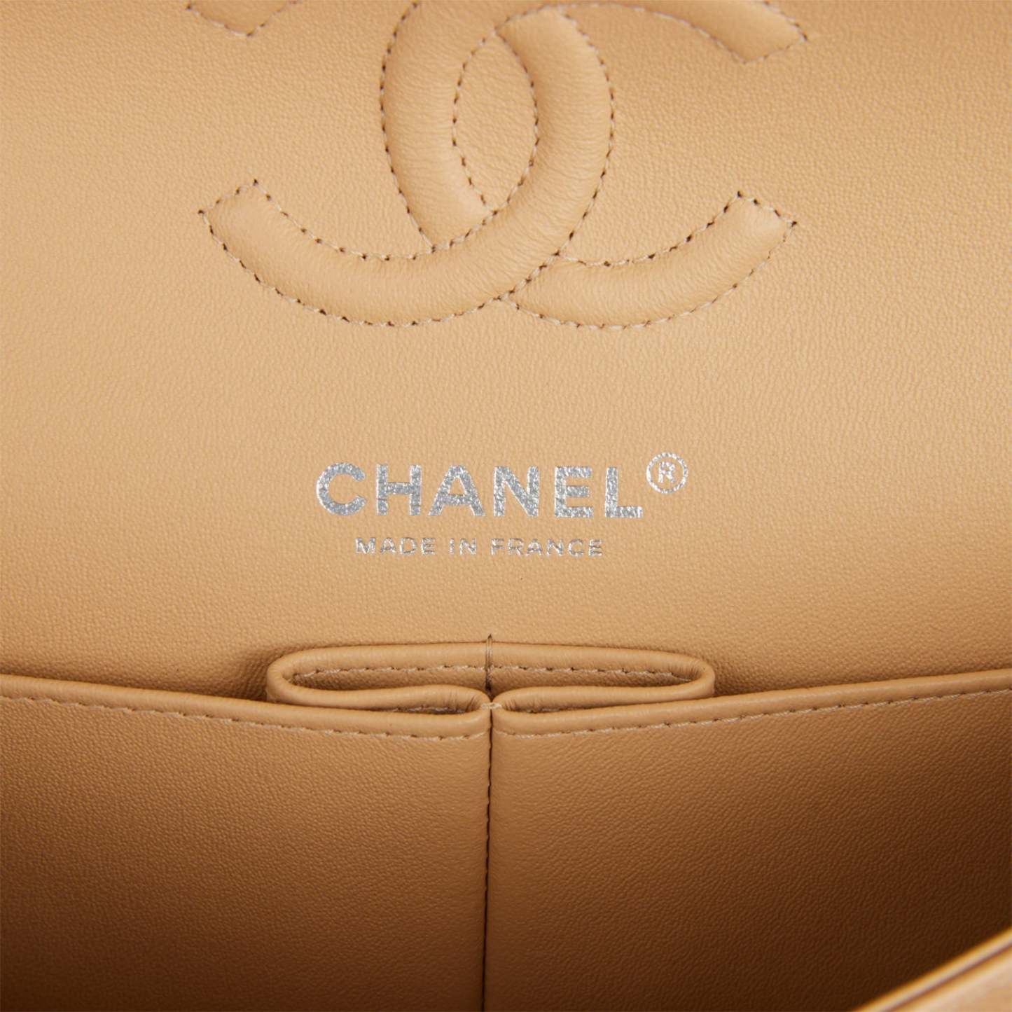 Small Classic Double Flap Bag Beige Caviar Silver Hardware