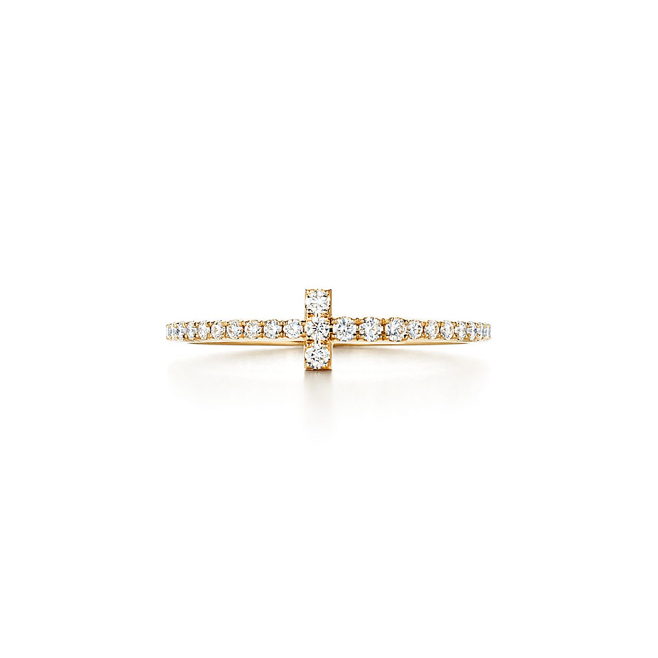 T Diamond Wire Band Ring in 18k Gold