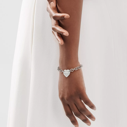 Return to 庐 Heart Tag Bracelet in Silver