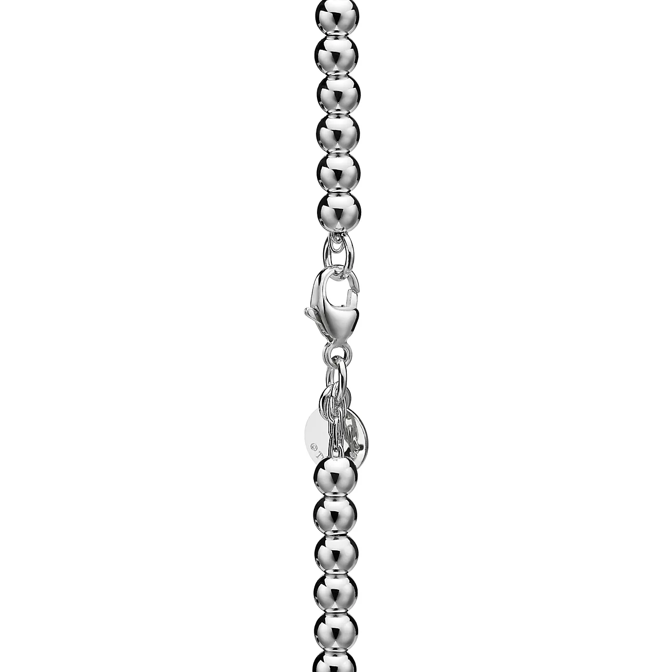 Return to 庐 Pink Mini Heart Bead Bracelet in Silver with a Diamond, 4 mm