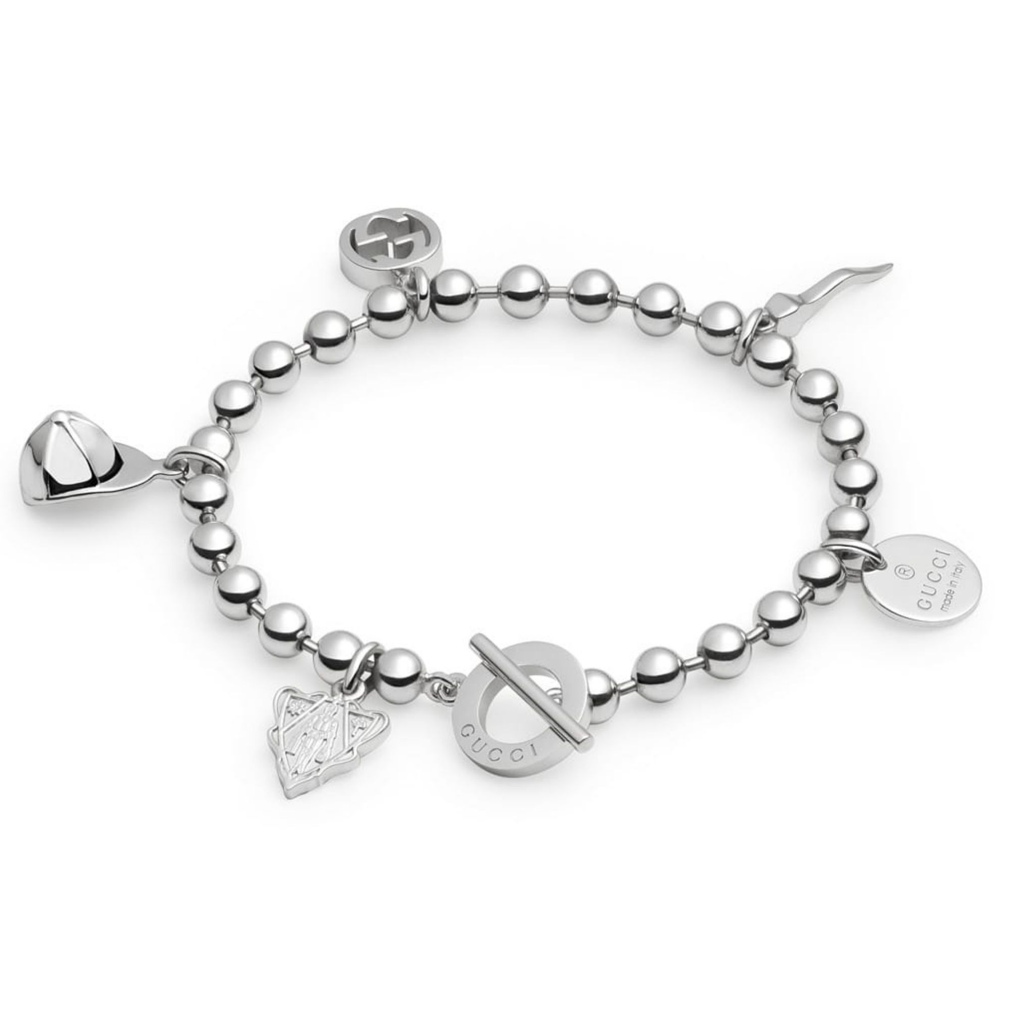 BRACELET WITH GthtG PENDANTS SILVER INTERLOCKING