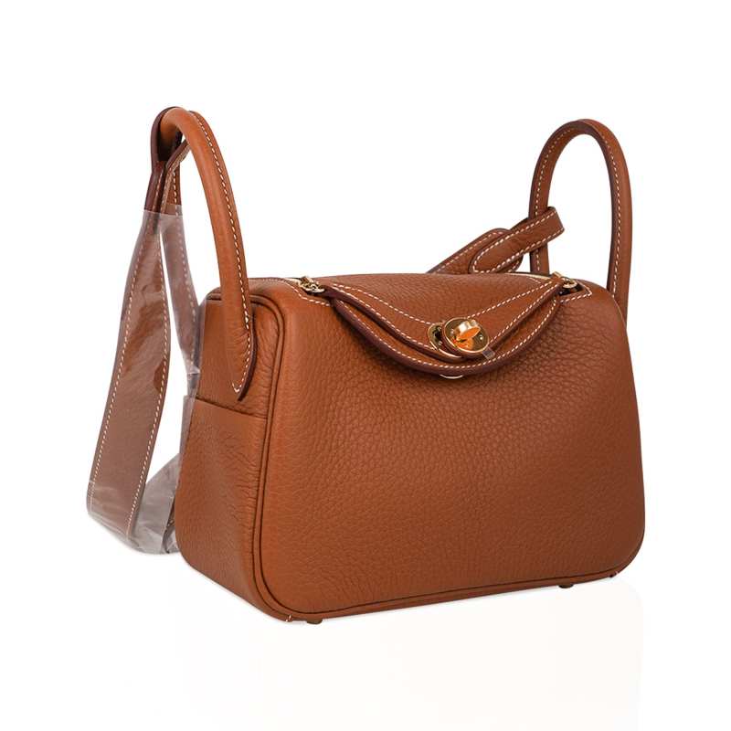 Mini Lindy 20 Bag Gold Clemence Leather with Gold Hardware