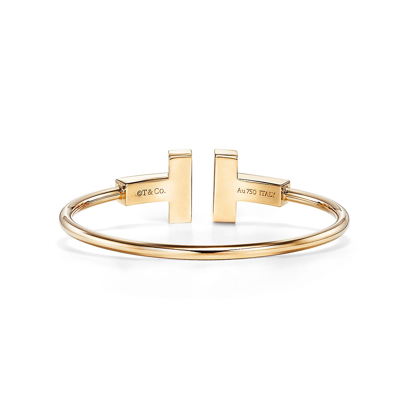 T Wide Black Onyx Wire Bracelet in 18k Gold
