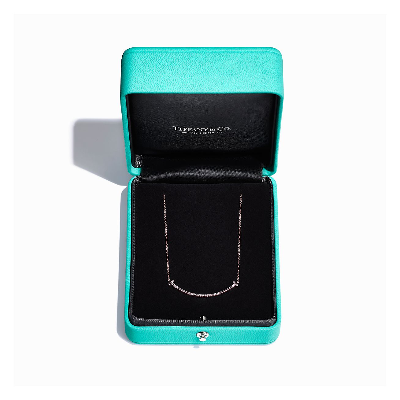 T Smile Pendant in Rose Gold with Diamonds, Smal