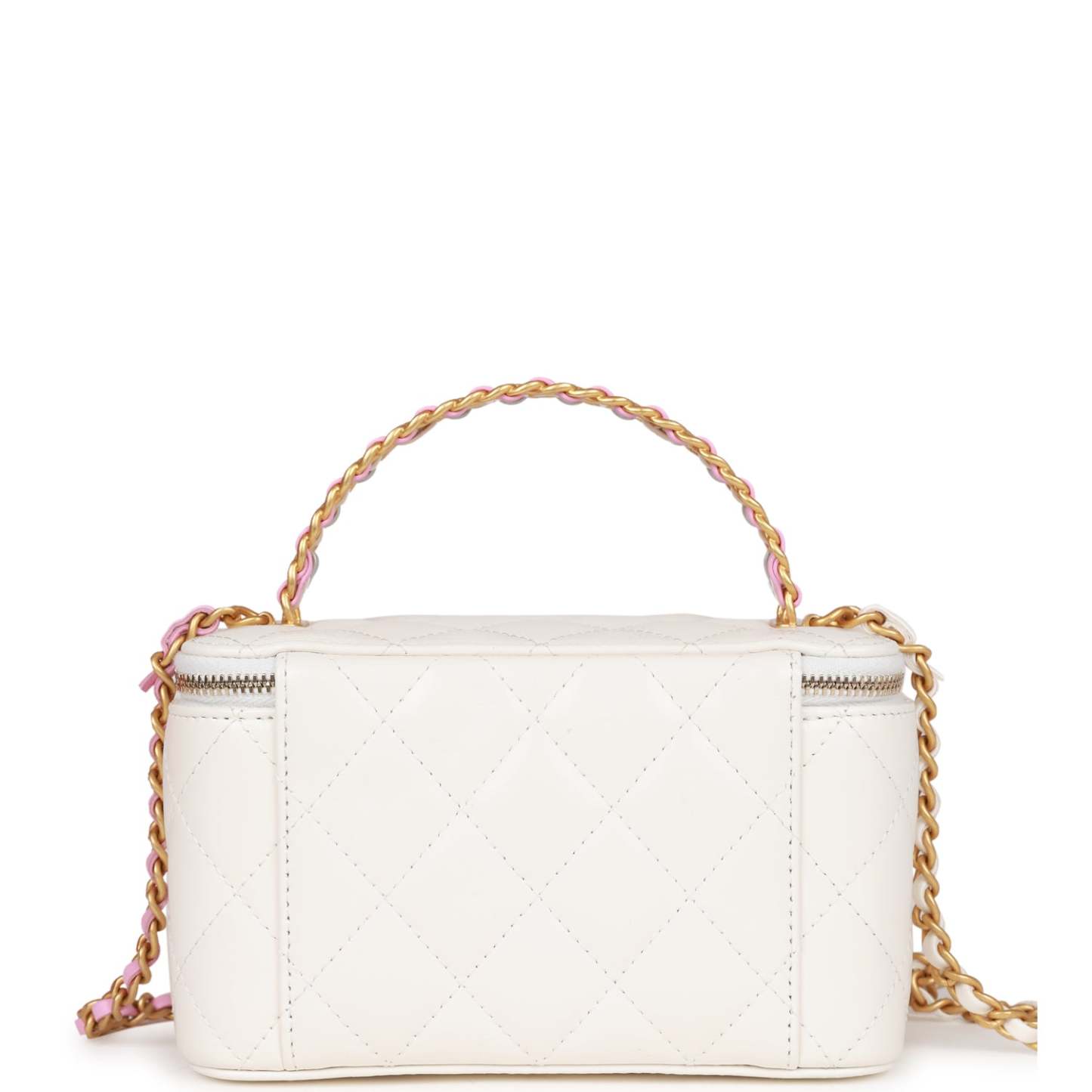Small Vanity Case White Patent Leather Antique Gold Hardware