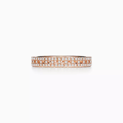 T Diamond Wire Band Ring in 18k Rose Gold